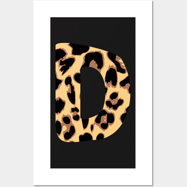 Letter D Initial Cheetah Monogram Sticker Wall Art by Asilynn